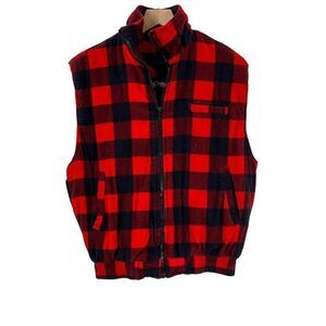 Vintage Ozark Trail Flannel Buffalo Check Plaid Zip Up Vest